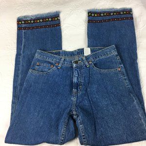 Vintage Jordache Jeans With Floral Ribbon Trim Size 9/10
